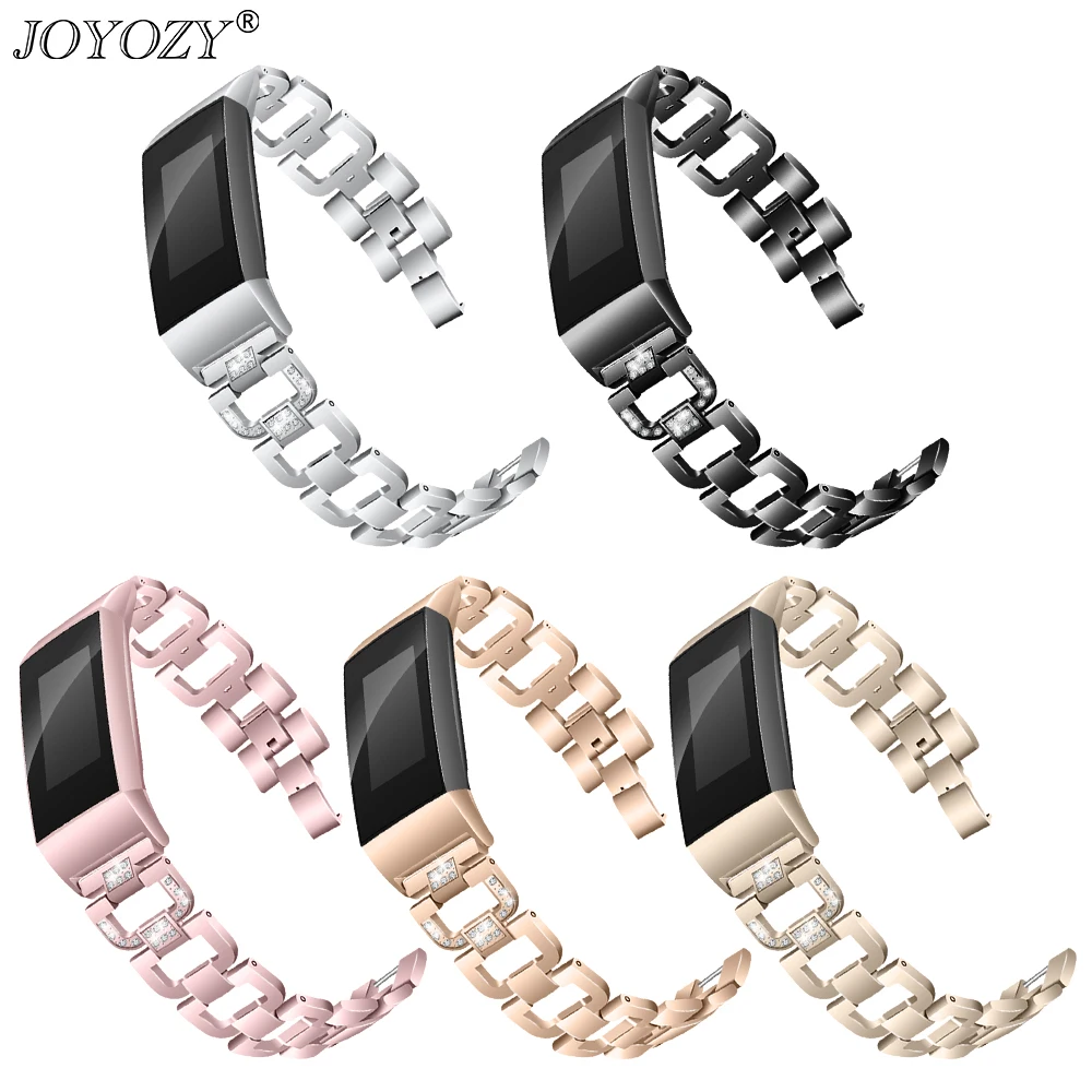 

Joyozy Luxury Bracelet For Fitbit Charge 3 Replacement Stainless Chain Bracelet Smart Watch Band Strap Watch Accessories