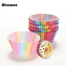 100 шт./лот Радуга Цвет форма для порционного кекса выпечки Бумага чашки испечь торт чашек торта формочка, Инструменты для декорирования