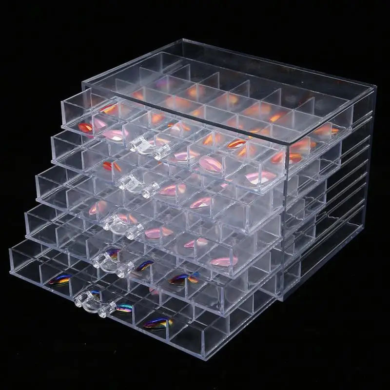 

120 Grids Nail Decoration Sequence Organize Box Transparent Empty Nail Art Storage Box