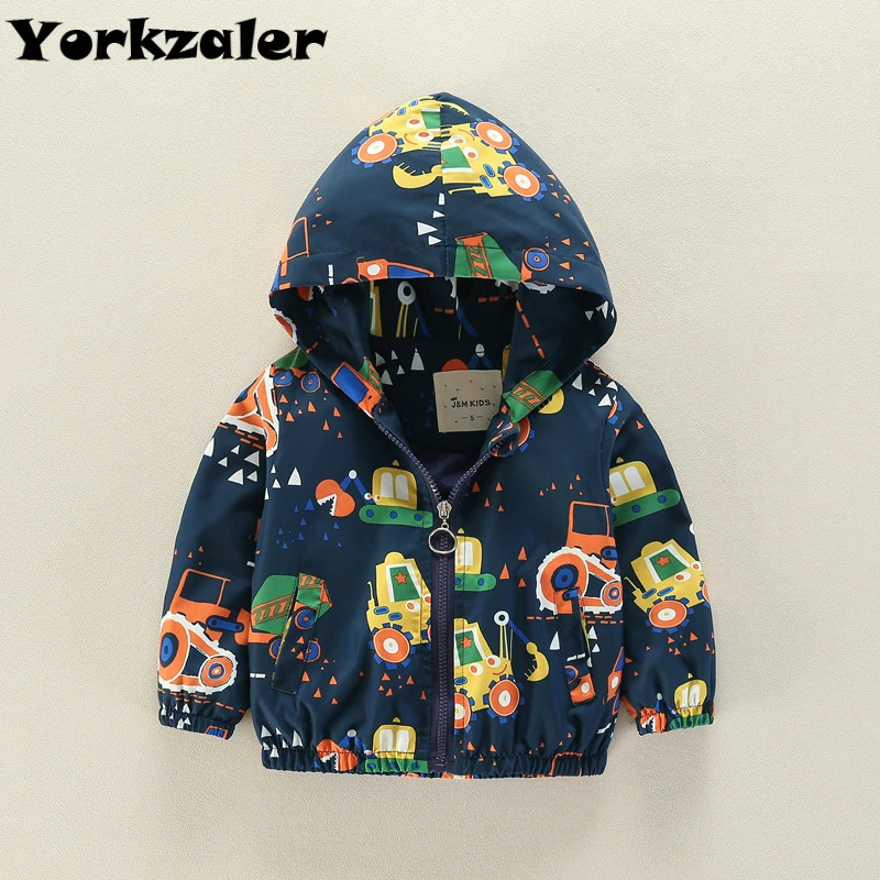 

Baby Boys Jacket Fashion Kids Spring Outerwear Coat Car Printed Boys Hooded Jackets Long Sleeve Cool Clothes for Children