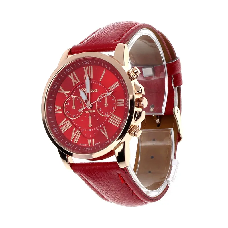 Reloj Mujer 2018 модные Женевские римские цифры искусственная кожа аналоговые