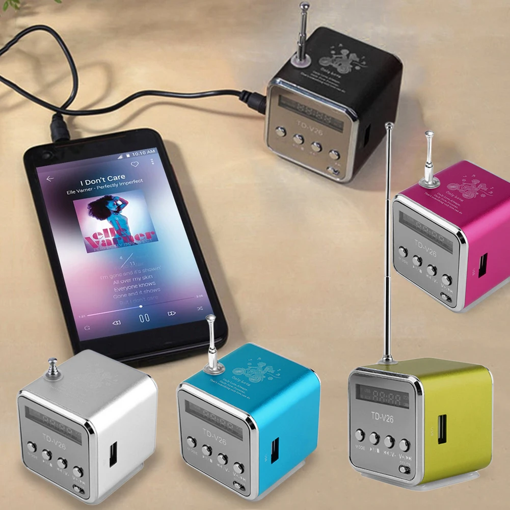 Продавец рекомендует портативный мини поддержка SD TF карты Micro USB стерео супер бас динамик MP3/4 музыкальный плеер FM радио дисплей IB