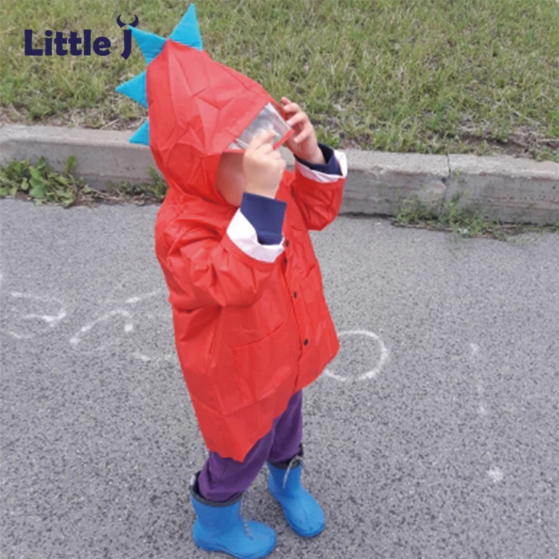 

Cute Raincoat For 2-6 Year Olds Children Lovely Cartoon Dinosaur Kids Raincoat Red & Yellow Rain Coat Waterproof Rain Poncho