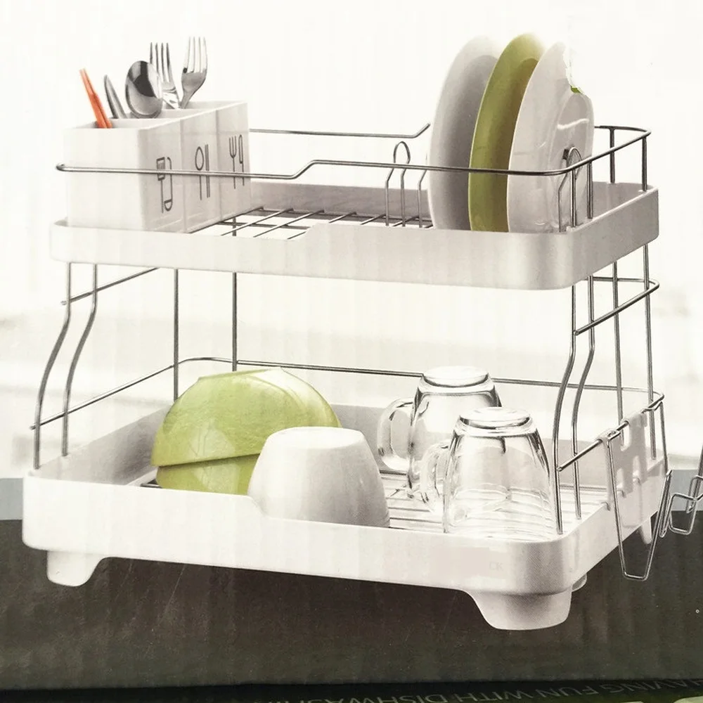 

Draining rack stainless steel double disc dishes containing storage racks kitchen rack LU4195