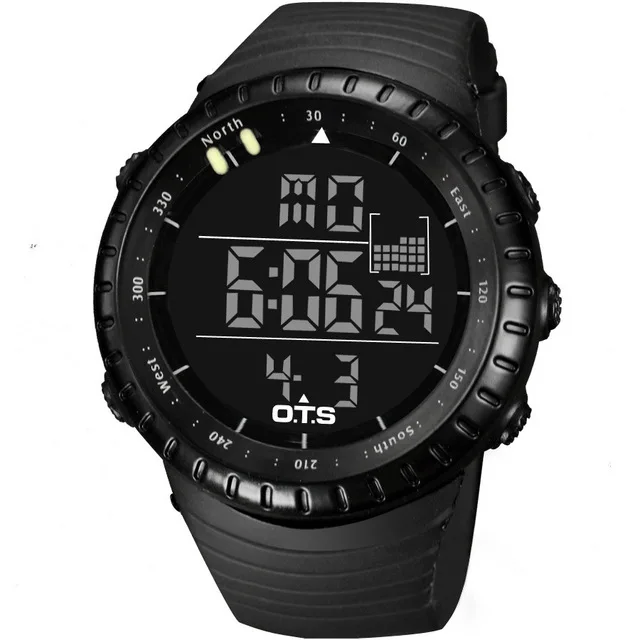 5 штук в партии, OTS 7005, Мужские Цифровые спортивные часы для дайвинга, 50 м, водонепроницаемые армейские военные часы, мужские Модные Повседневные часы - Цвет: full black