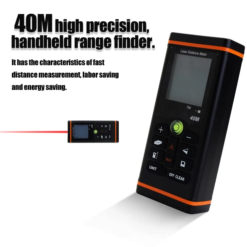 

40m Laser Rangefinder Handheld Laser Distance Meter Red Light LCD Digital High Accuracy Laser Measure Ruler Convertible Units