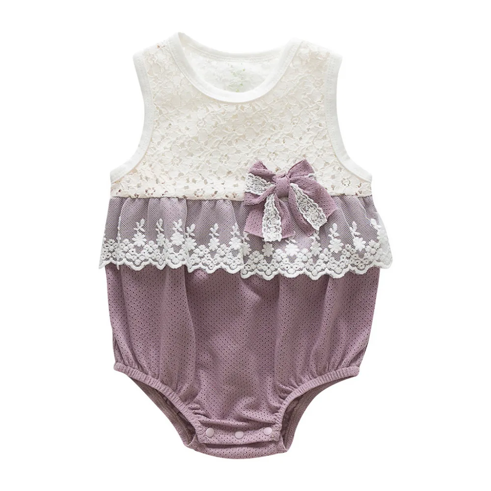 

Newborn Toddler Baby Girls Cotton Romper Backless Yellow Jumpsuit Clothes Hollow Lace Patchwork Baby Clothes Outfits 0-24M H4
