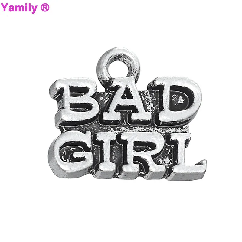 12pcs 16x13mm Antique silver tone BAD GIRL charm pendant for jewelry