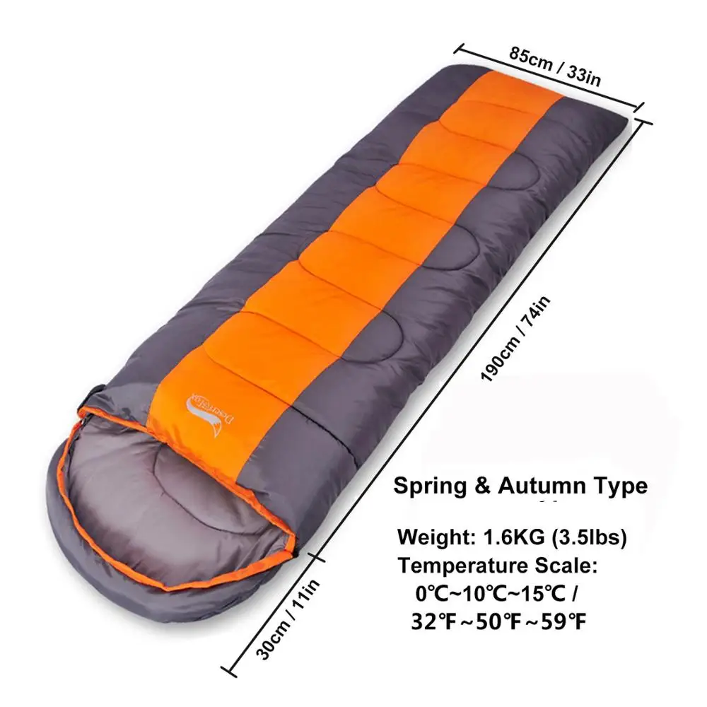 Desert&Fox спальный мешок для кемпинга, 4 сезона, теплый и холодный конверт, легкий водонепроницаемый спальный мешок для походов - Цвет: Orange1.6kg-220x85cm