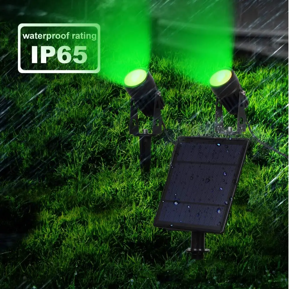 2W Solar Spotlights IP65 Waterproof Outdoor Solar Lights Landscape Lighting Wall Light 2 Green Dual Spot Headlamp For Garden