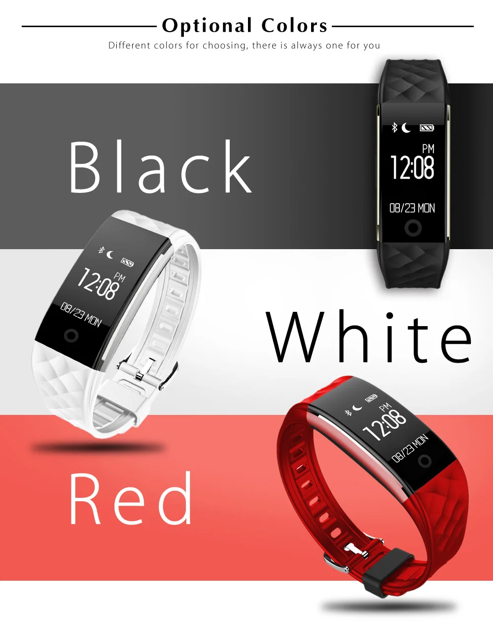 S2 black Smart Band Wristband Bracelet Heart Rate Pedometer Sleep Fitness  Tracker Bluetooth 4.0 IP67 Waterproof Smartband : Amazon.ae: Sporting Goods