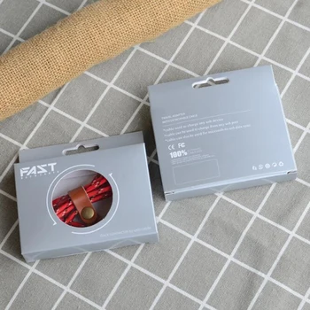 

White Silver Paper Retail Packaging Box For Iphone 8 Pin Data Cable Display Box With Window For 5pin V8 Type-C USB Charger Line