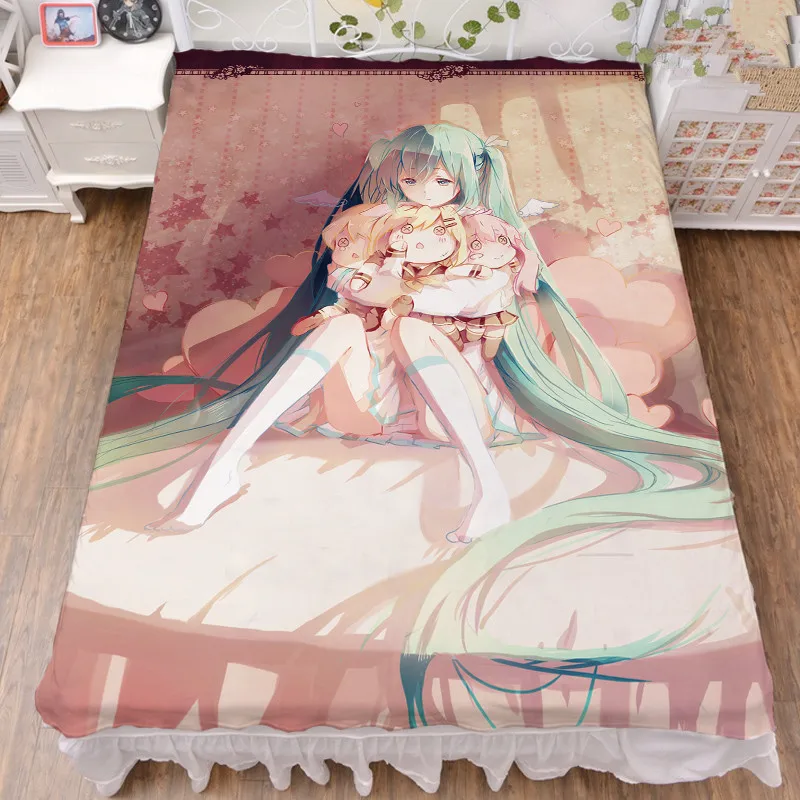 Новое обновление Аниме VOCALOID Хацунэ Мику Сексуальная девушка персонаж Молоко волокна простыня и фланель одеяло летнее одеяло 150x200 см - Цвет: 3