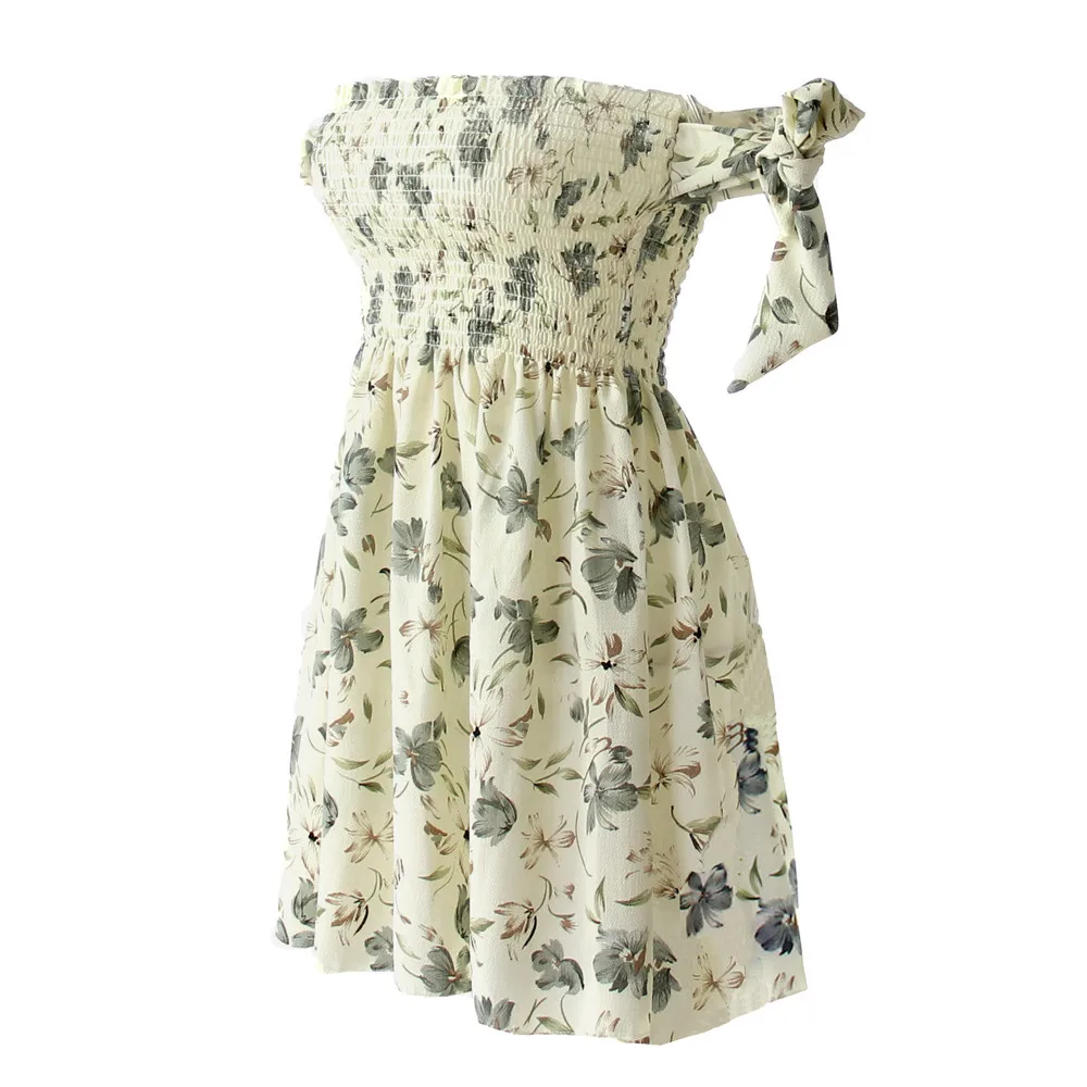 

Summer Women Dress Off The Shoulder Sleeveless Printed Evening Party vestito spiaggia beach robe plage cover up strand jurk
