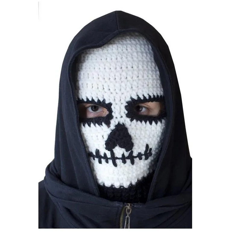 Skull hat cap Unisex Warm Winter Pure Hand Knit Hat Outdoors Mask Skull