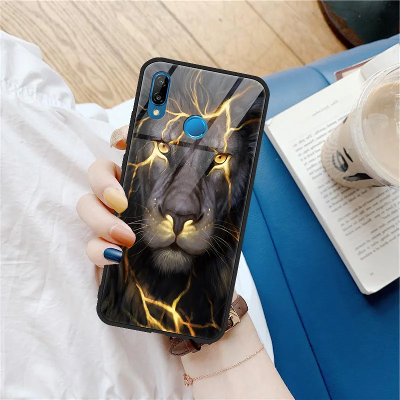 Wolf Fox Tiger Deer Cat Tempered Glass Case For Huawei Honor 20 Pro 8X View Note 10 9 P20 P30 Pro Lite P Smart Y6 Y9 Cover - Цвет: lhdian