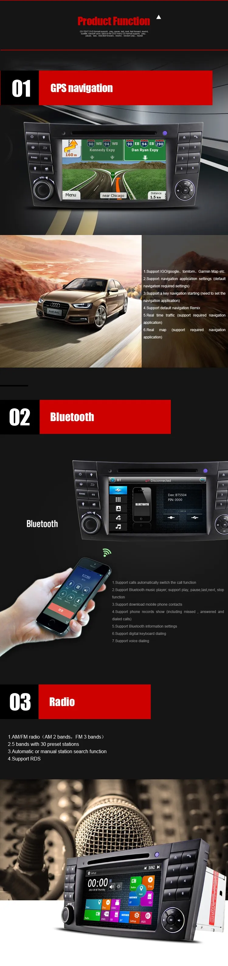 Perfect Eunavi 2 Din Car DVD Radio Player GPS navigation for Mercedes/Benz W211 W219 W463 CLS350 CLS500 CLS55 E200 E220 E240 E270 E280 5