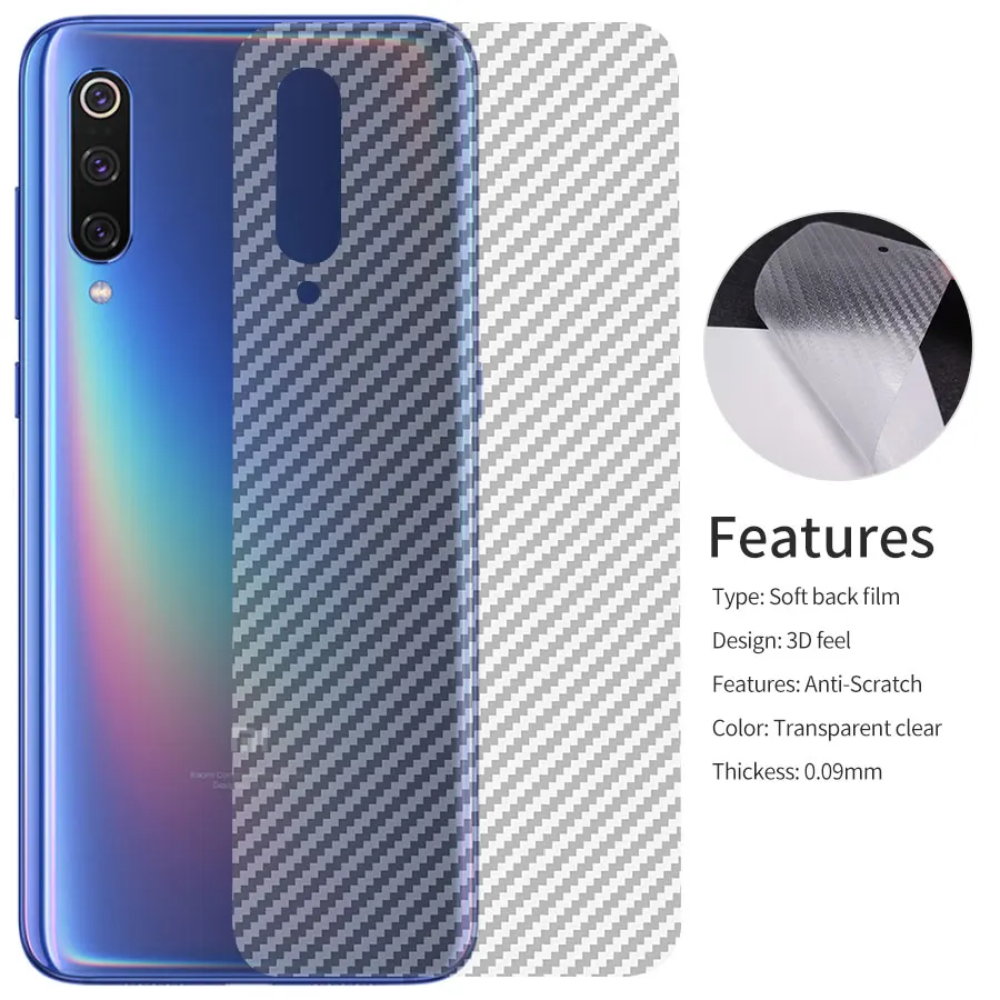 Jappinen 10 шт./лот 3D углеродное волокно задняя крышка протектор экрана для Xiaomi mi 9 mi 9 SE защитная пленка