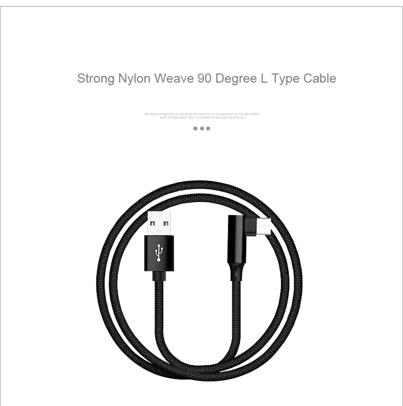 EtopLink جديد النايلون نسج المصغّر usb USB-C النسيج L نوع الكوع USB بيانات كابل الشاحن الشريط ل مايكرو نوع-c كابل شحن 1 M