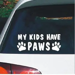 Мои дети имеют собачьи лапы Cat Pet автомобилей наклейки забавные окна стекло декоративные черный/серебристый