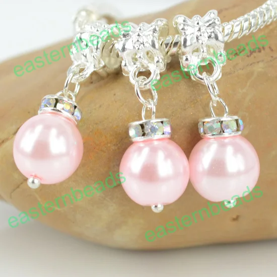 Wholesale Clear AB Crystal Spacer Beads 10mm Pink Resin Round Charms