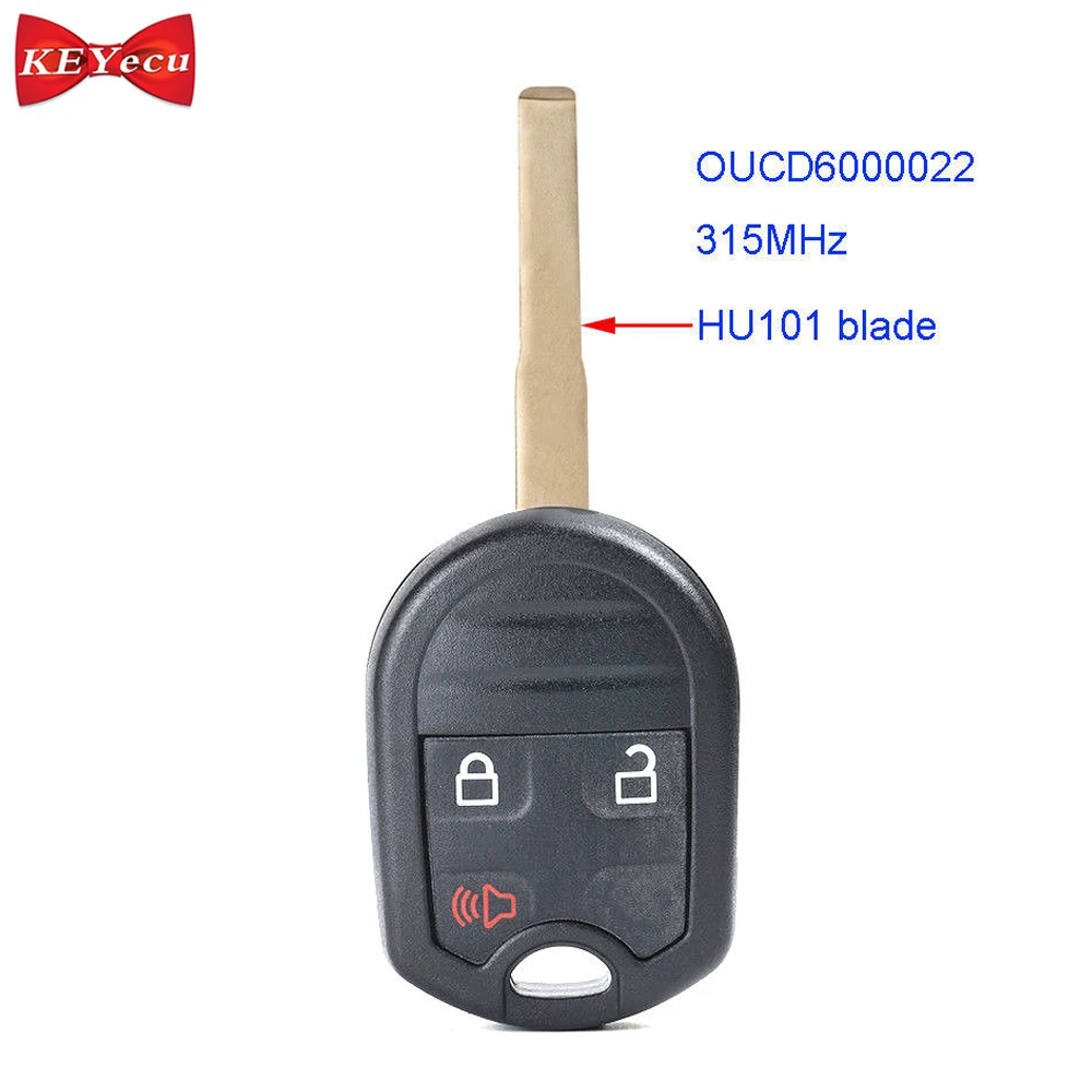KEYECU for Ford Escape Fiesta Transit Connect Remote Control Car Key Fob 3 Button 315MHz 4D63 Chip FCC ID OUCD6000022 | Автомобили и