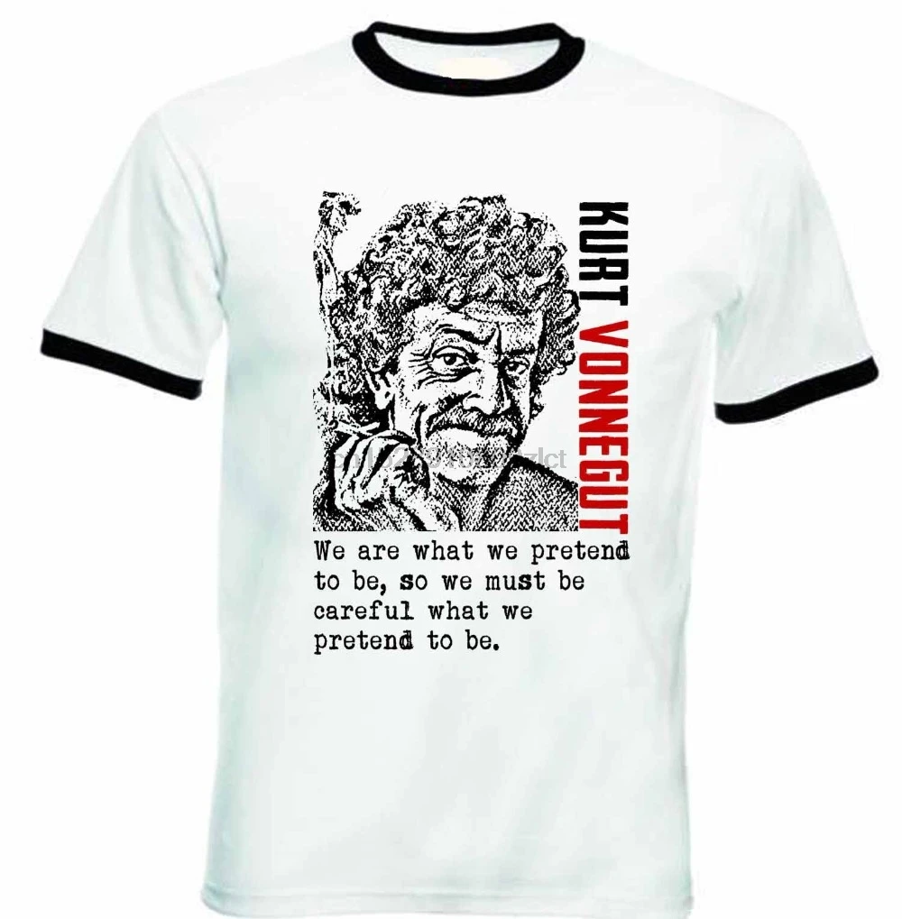 

Top Quality Men Summer T-Shirt 2019 Fashion Cotton Tops Tees Kurt Vonnegut- New Black Ringer Cottonfunny Cotton Tee