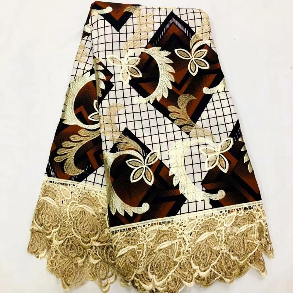 

Colorful Embroidery African Ankara Guipure Lace 2019 Nigerian Laces Fabrics Cord 6 yards Cotton Wax Lace Fabric For Party Dress