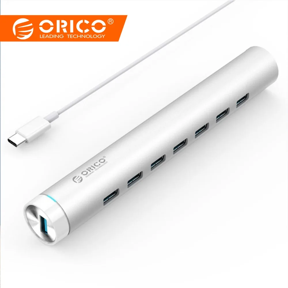 

ORICO ARH7-U3-SV Aluminum Round 7 Ports USB3.0 HUB for MAC Notebook Perfectly - Silver