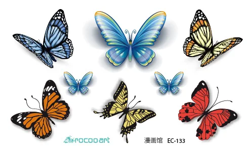Rocooart EC112 красочный Леопард Кот милый эмоция бабочка временная татуировка наклейка боди-арт Вода Передача поддельные флэш-тату - Цвет: EC133