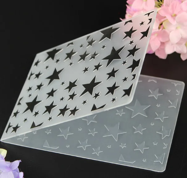 1pc plastic small large stars embossing folder diy scrapbooking