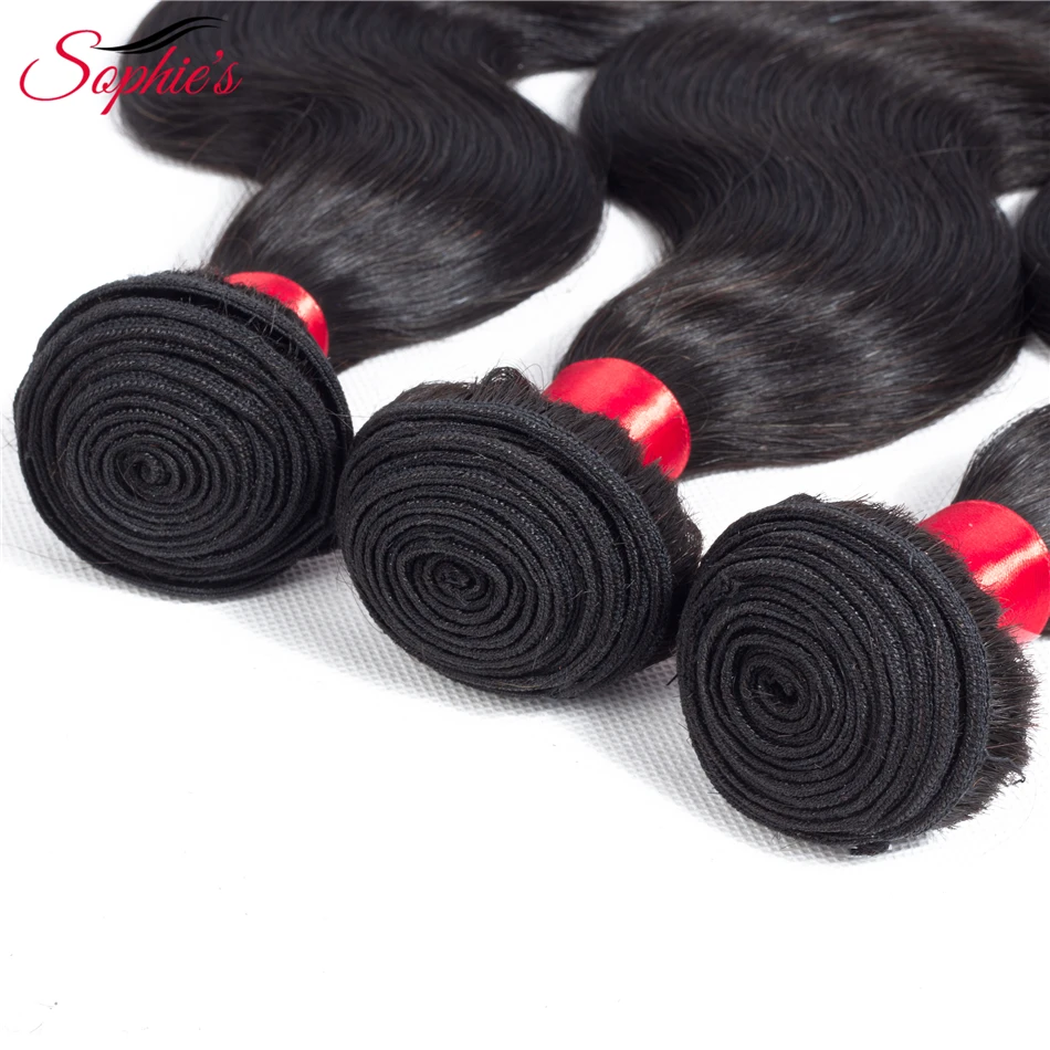 sophie's Hair Malaysian 3 Bundles Non-Remy Hair Extensions Body Wave 100% Human Weaves Natural Color