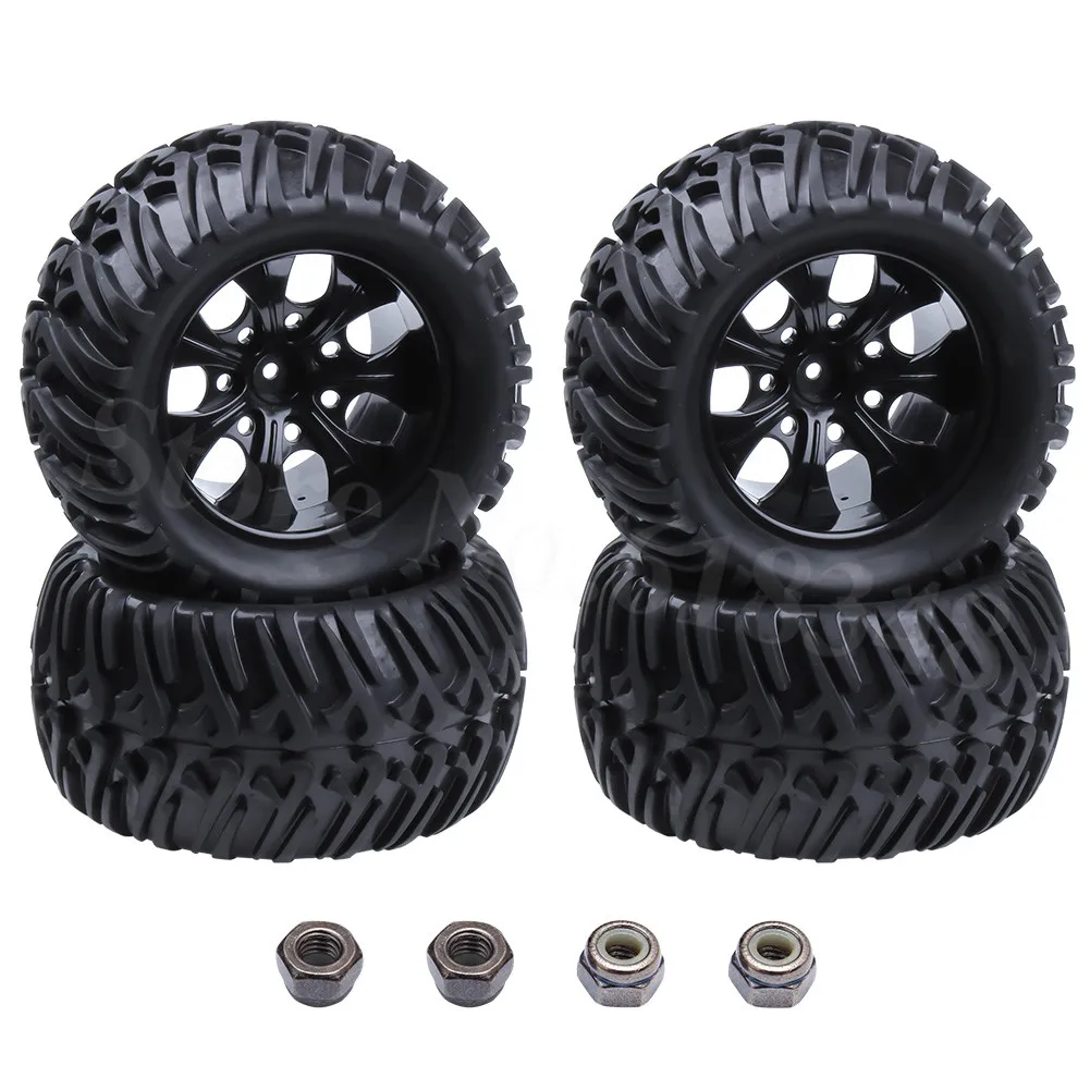 4 шт. RC шины для грузовиков и Пластиковые обода колеса Hex: 12 мм Fit 1: 10th Scale Traxxas Tamiya HPI