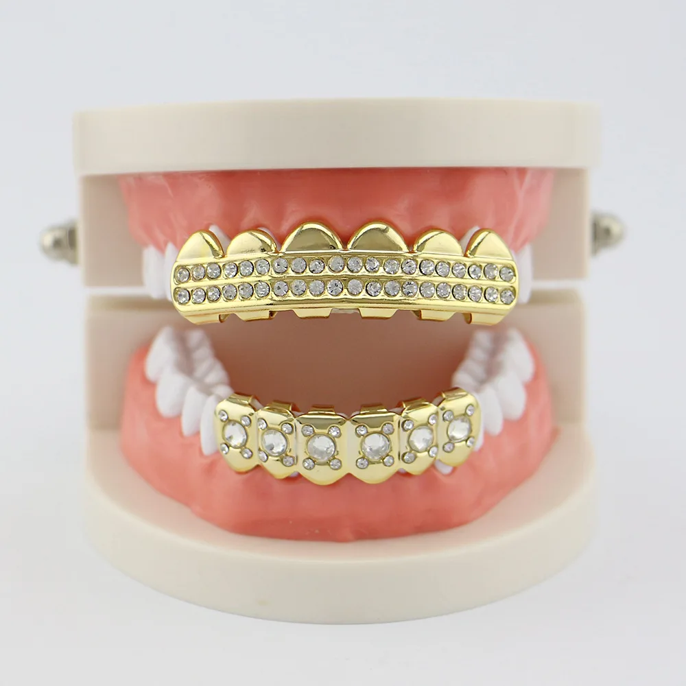 Lucky Sonny Hip Hop Teeth Grillz Crystal Punk Men Bijoux Top & Bottom Dental Grills Teeth Caps Halloween Party Jewelry LST1018 (8)