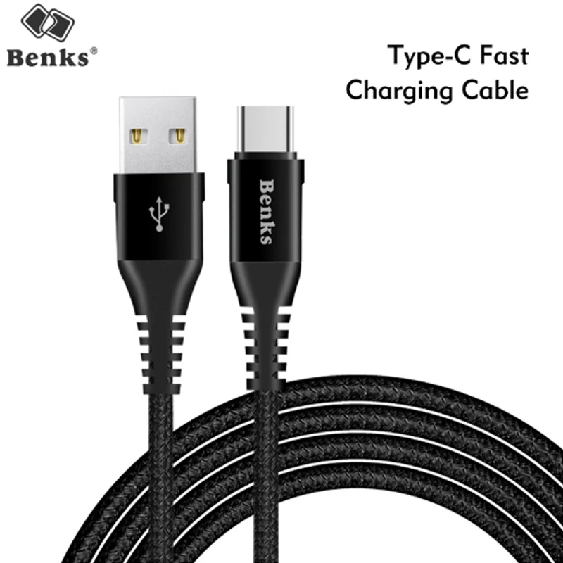 

Benks Nylon USB Type C Fast Charging Cable For Samsung S8 S9 Huawei P10 P9 Plus Xiaomi 6 5 Android Phone 5A Charger Cables 1.2M