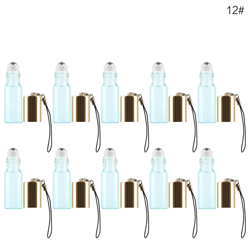 10 шт./компл. 5 мл перламутровые стеклянные бутылки синий флакон духов ролл на бутылке мини жидкое эфирное масло Макияж Контейнер для путешествий - Цвет: White Gold Pendant