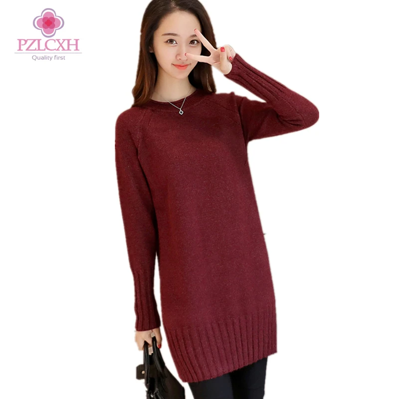 PZLCXH For Women Sweater Knitted Cotton High Street Fashionable Female Solid Overstating Separation Winter Pullover ZL0850 | Женская
