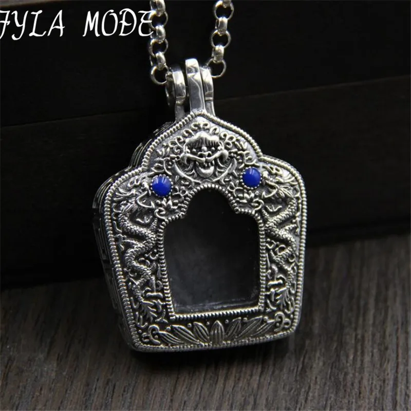 

FYLA MODE 925 Silver Round Pendant 100% Pure S925 Solid Thai Silver Thang-ga Gawu Box Pendants for Women Men Jewelry Making