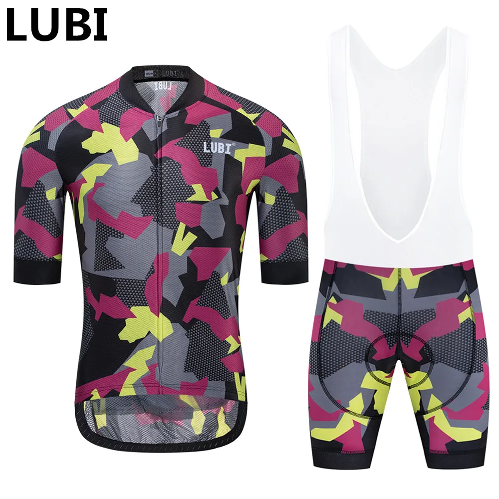 

LUBI 2019 Pro Cycling Set Bike Uniform Summer Mans Cycling Jersey Kits Road Bicycle MTB Suit Wear High Density Sponge Pad