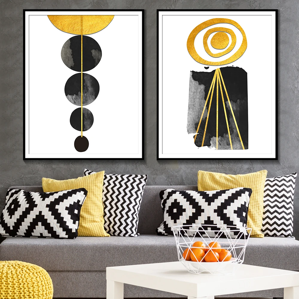 

Unique Wall Art Picture For Living Room Studio Aisle Home Decor Modern Black And Gold Poster And Print Luxurious Canvas Painting
