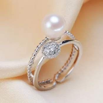 

Unique Fashion Pearl Ring Mounting, Ring Finding, Adjustable Ring Jewelry Part Fittings Charm Accessories Silver Jewellery