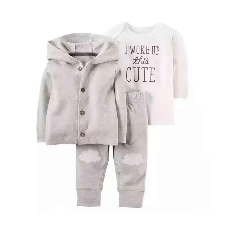 Специальное предложение одежда Демисезонный с капюшоном 2019new хлопковые носки для девочек и мальчиков, 3 шт./компл. Одежда для малышей комплект с застежкой-молнией; костюм для новорожденных - Цвет: Белый