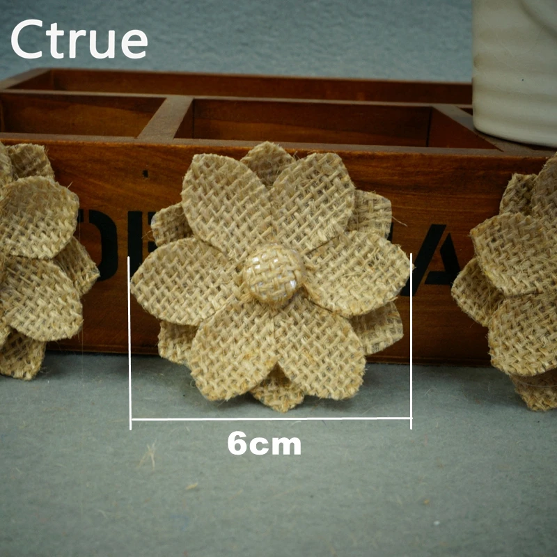 20 шт. ручной работы из натурального джута мешковины гессянский цветок DIY ремесло поставки Винтаж пользу деревенский Свадебные украшения