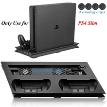 PS4 тонкий вертикальный стенд с кулер вентилятор охлаждения зарядное устройство для геймпада зарядная док-станция для sony Playstation 4 тонкий PS 4 игры