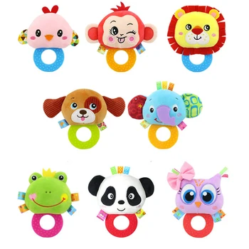 

Baby Rattle Cartoon Animal Shape Bear Handle Bell Newborn Hand Grasp Toys Soft Plush Infant Rattle Bells Crib Multifunction Doll