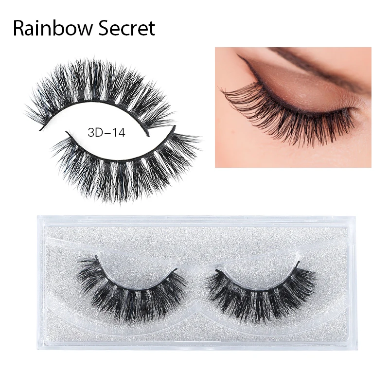 

Rainbow Secret 1 Pair Handmade Eye Lashes 3D Real Mink Makeup fluffy lashes Thick Fake volume eyelash extensions
