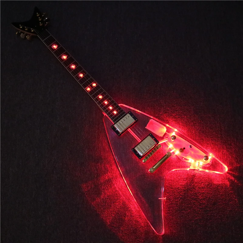

Afanti Music V shape Acrylic Body Electric guitar with Red LED lights (PAG-161)
