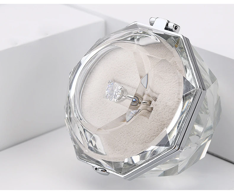Роскошное кольцо с кристаллом в виде бриллианта, акриловая коробка для ювелирных изделий, подарок на свадьбу, предложение на память, обручальное кольцо для невесты, пара колец, держатель для дисплея, чехол