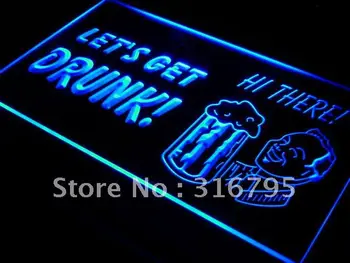 

s014 Let's Get Drunk Bar Pub Beer LED Neon Light Sign On/Off Switch 20+ Colors 5 Sizes