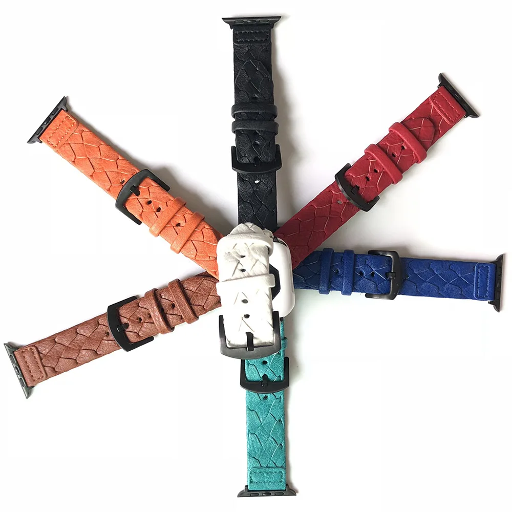 Ремешок кожаный плетеный для Apple Watch Band Series 6/5/4/3/2/SE классический мужской/женский